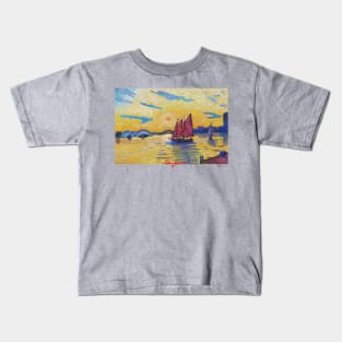 New York Sunset with sail boat Kids T-Shirt